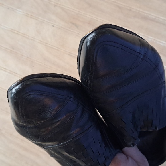 Vintage Rare Salamander Black Leather Dress Shoes Woven Pointed Toe Stacked Heel main image 7